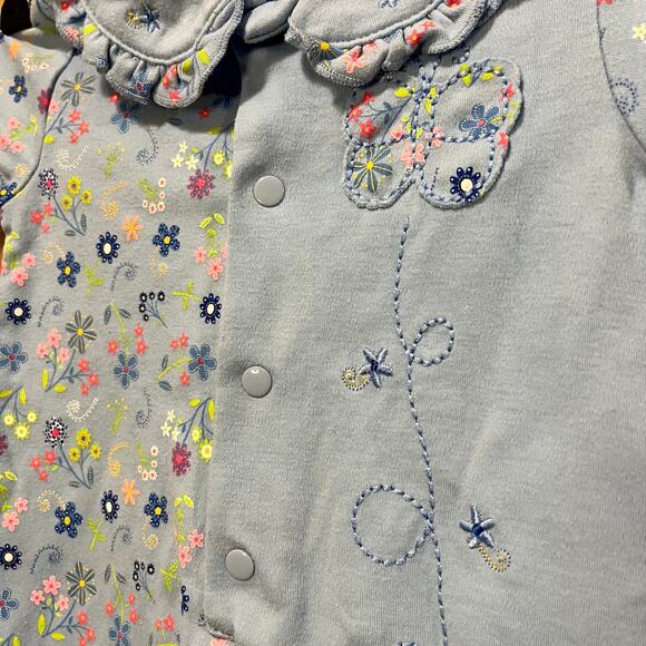 Baby Okie Dokie Knit Embroidered Jumper Sleeper One piece Snaps 0-3 Months - Picture 7 of 10